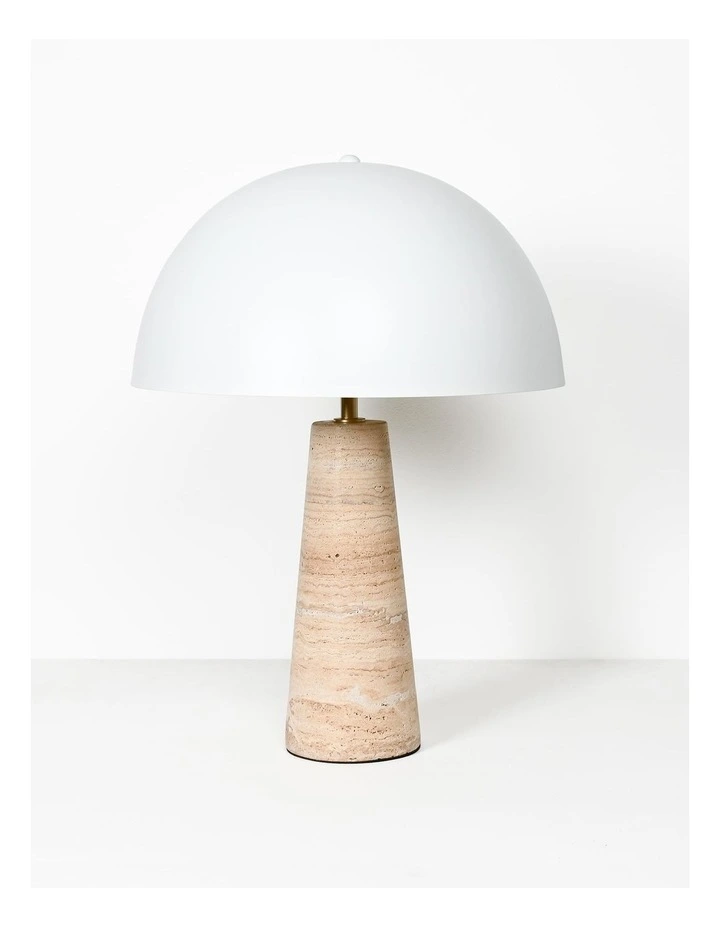 Lumiere Table Lamp - Sandstone Marble Base, White Metal Shade image 2
