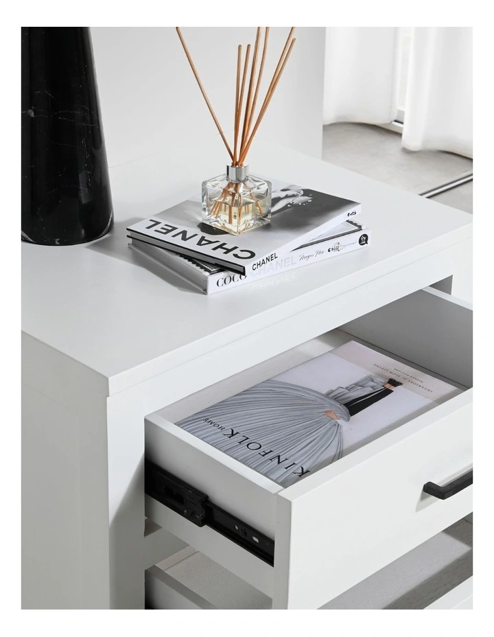 Darcy & Duke Turin two-drawer bedside table - Mahogany - White image 6
