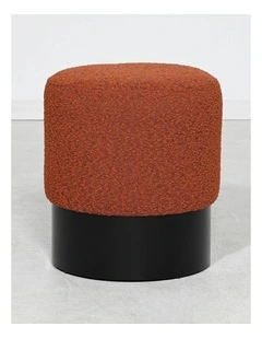 Darcy & Duke Tribeca Ottoman - Brick Red Boucle - Small - Matt Black Base