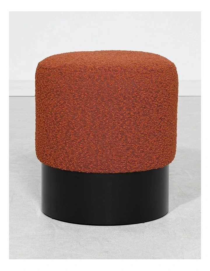 Darcy & Duke Tribeca Ottoman - Brick Red Boucle - Small - Matt Black Base image 1