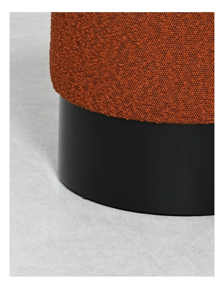 Darcy & Duke Tribeca Ottoman - Brick Red Boucle - Small - Matt Black Base image 2