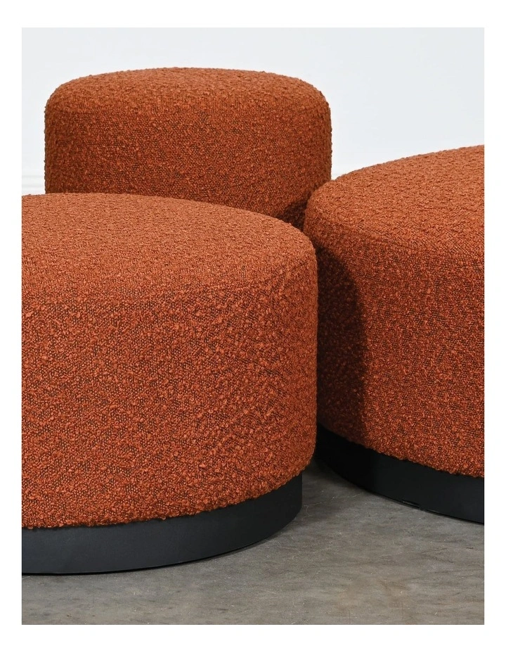 Darcy & Duke Tribeca Ottoman - Brick Red Boucle - Small - Matt Black Base image 4