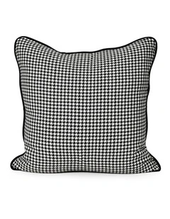 Coco Piped - Houndstooth - Fabric Cushion - 55 X 55 - Black Pipe