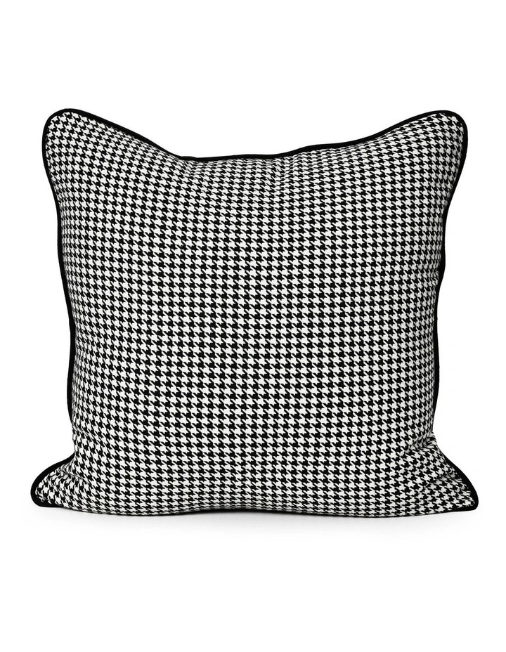 Coco Piped - Houndstooth - Fabric Cushion - 55 X 55 - Black Pipe image 1