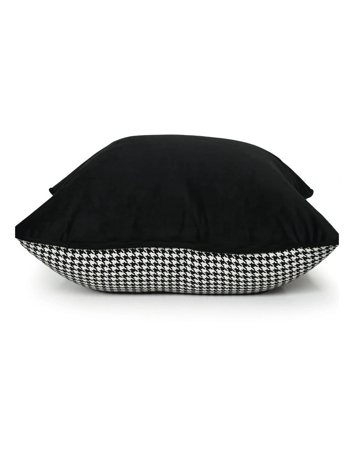 Coco Piped - Houndstooth - Fabric Cushion - 55 X 55 - Black Pipe image 3