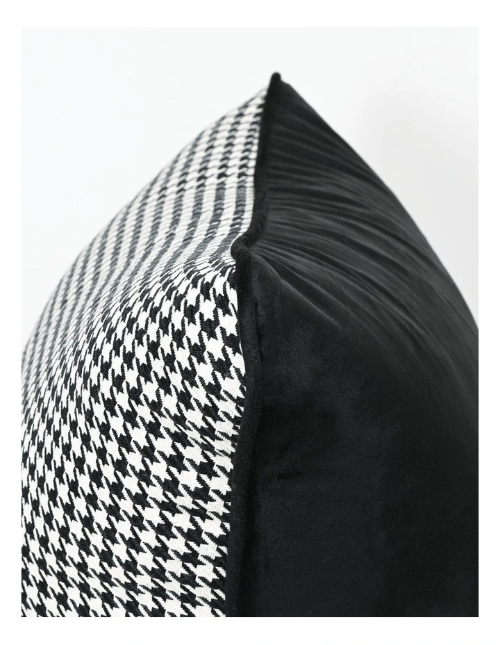 Coco Piped - Houndstooth - Fabric Cushion - 55 X 55 - Black Pipe image 5