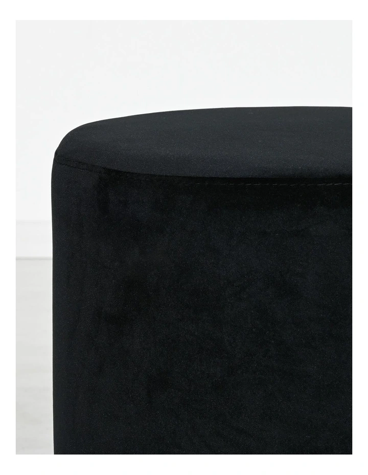 Milan Round Ottoman - Black Velvet - Brushed Gold Base - Small image 4