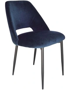 Milan Dining Chair - Navy Velvet - Black Metal Legs