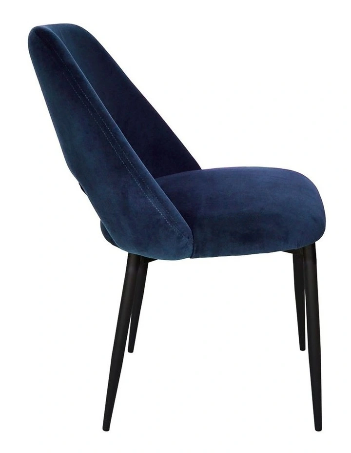 Milan Dining Chair - Navy Velvet - Black Metal Legs image 2