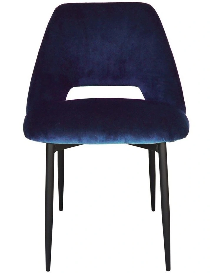 Milan Dining Chair - Navy Velvet - Black Metal Legs image 3
