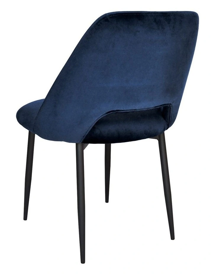 Milan Dining Chair - Navy Velvet - Black Metal Legs image 4