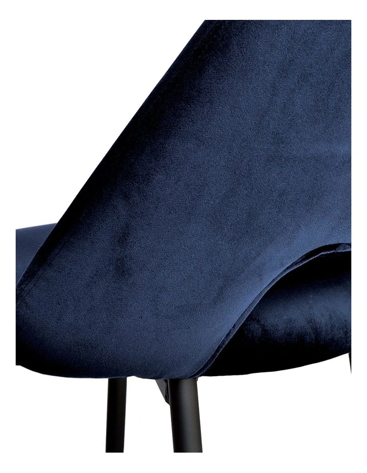 Milan Dining Chair - Navy Velvet - Black Metal Legs image 5