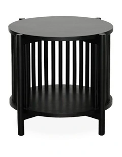 Darcy & Duke Cove Round Bedside Table - Black Acacia