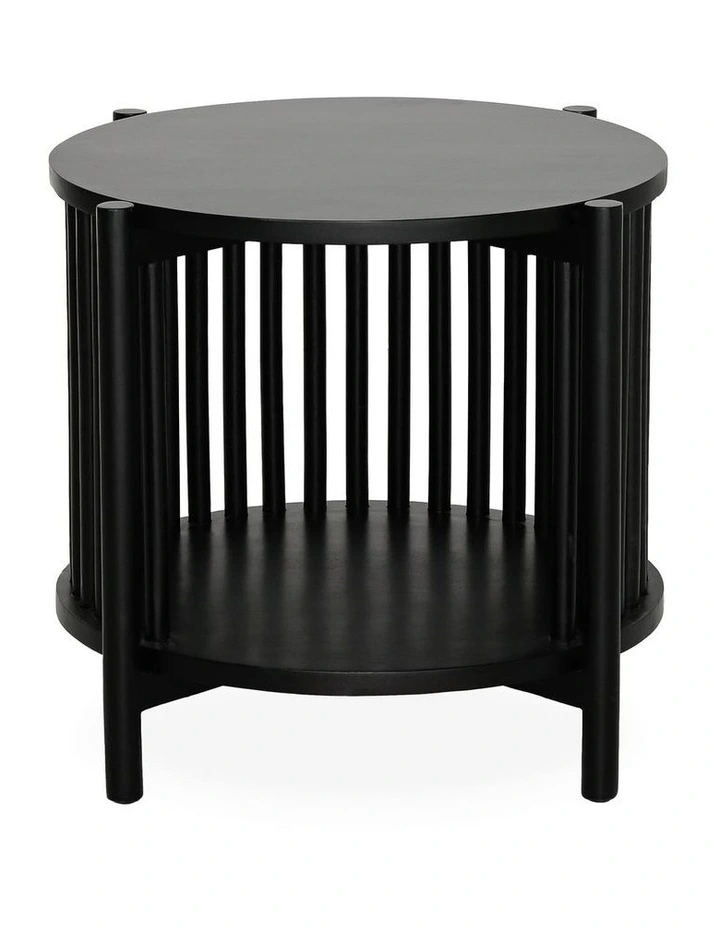 Darcy & Duke Cove Round Bedside Table - Black Acacia image 2