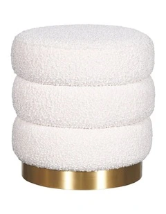Mimi Ottoman - Ivory Boucle - Brushed Gold Base