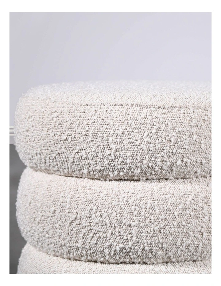 Mimi Ottoman - Ivory Boucle - Brushed Gold Base image 3