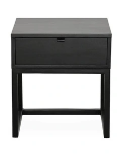 Darcy & Duke Ori bedside table - solid acacia wood, drawer, black
