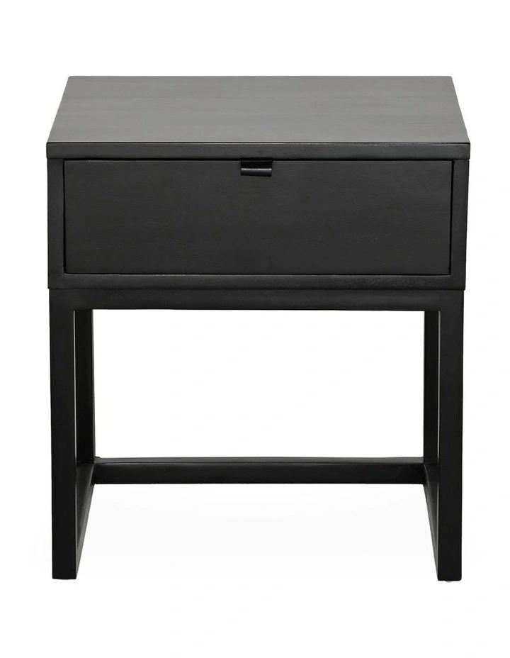 Darcy & Duke Ori bedside table - solid acacia wood, drawer, black image 1
