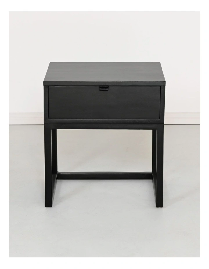 Darcy & Duke Ori bedside table - solid acacia wood, drawer, black image 2
