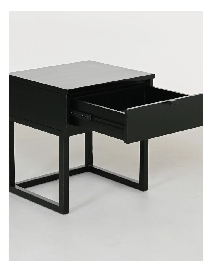 Darcy & Duke Ori bedside table - solid acacia wood, drawer, black image 4