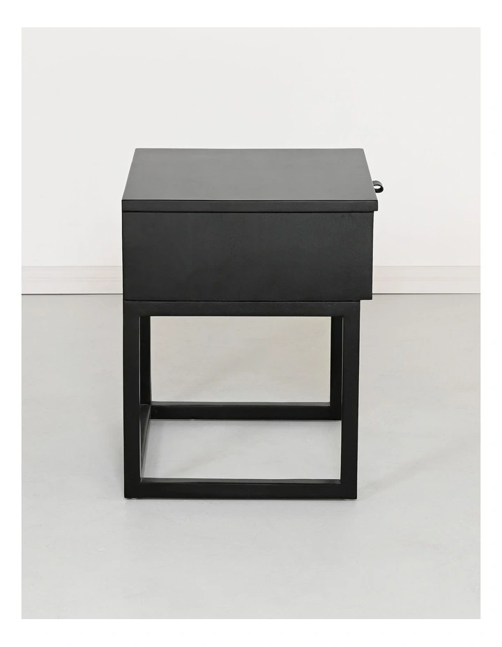 Darcy & Duke Ori bedside table - solid acacia wood, drawer, black image 5
