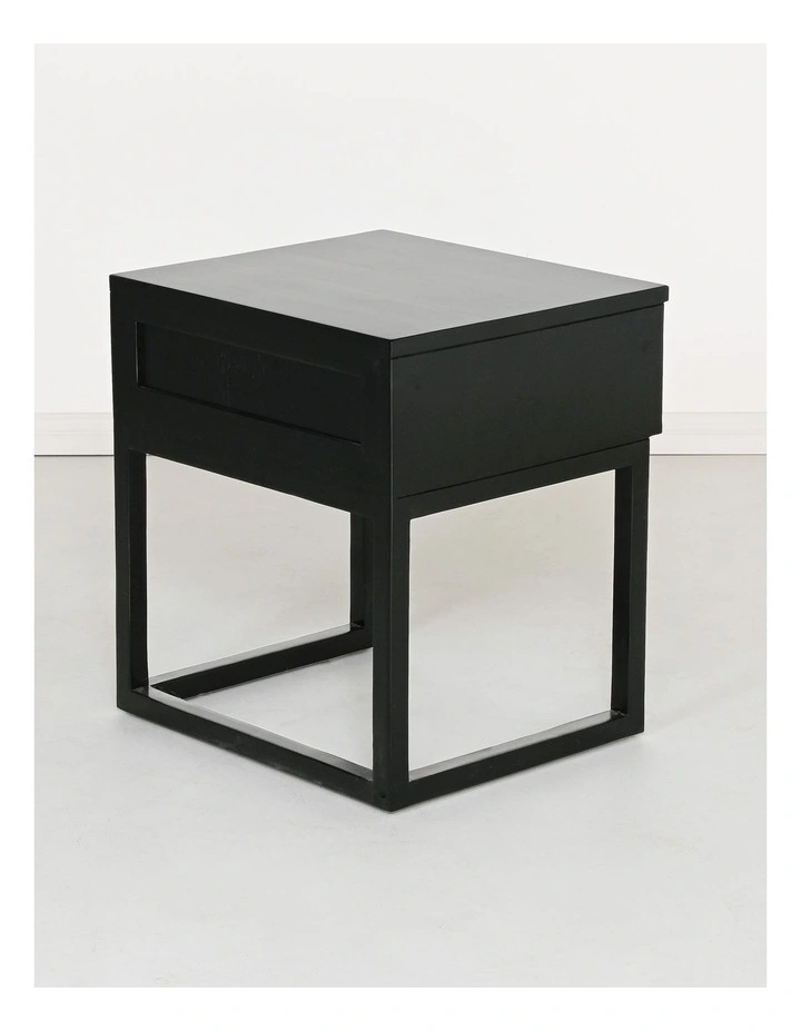 Darcy & Duke Ori bedside table - solid acacia wood, drawer, black image 6