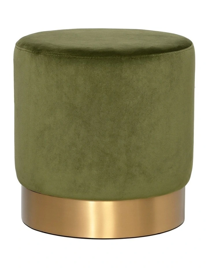 Milan Ottoman - Olive Green Velvet - Brushed Gold Base - Small image 1