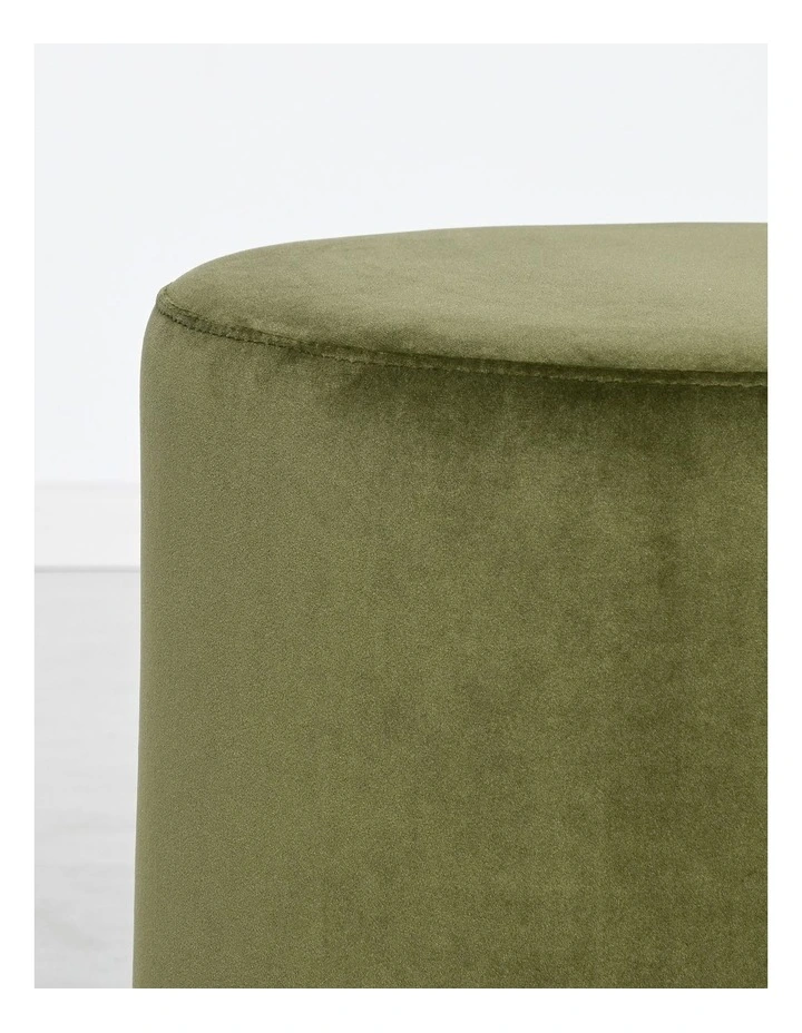 Milan Ottoman - Olive Green Velvet - Brushed Gold Base - Small image 4