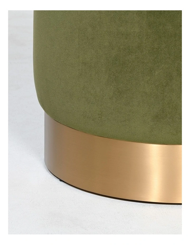 Milan Ottoman - Olive Green Velvet - Brushed Gold Base - Small image 5