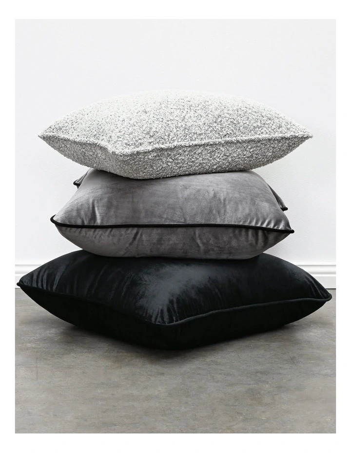 Sienna Piped - Black And White Boucle - Boucle Cushion - 55 X 55 - Self Pipe image 4