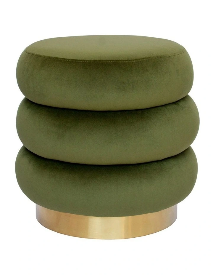 Darcy & Duke Mimi Ottoman - Olive Green Velvet - Brushed Gold Base image 1