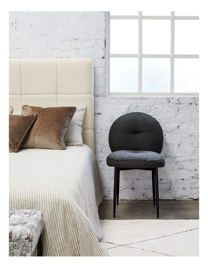 Sabine Dining Chair - Gusto Charcoal - Black Leg image 2
