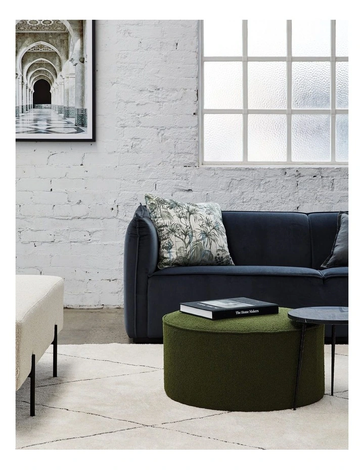 Darcy & Duke Belamy Round Ottoman - Forrest Green - Large image 2