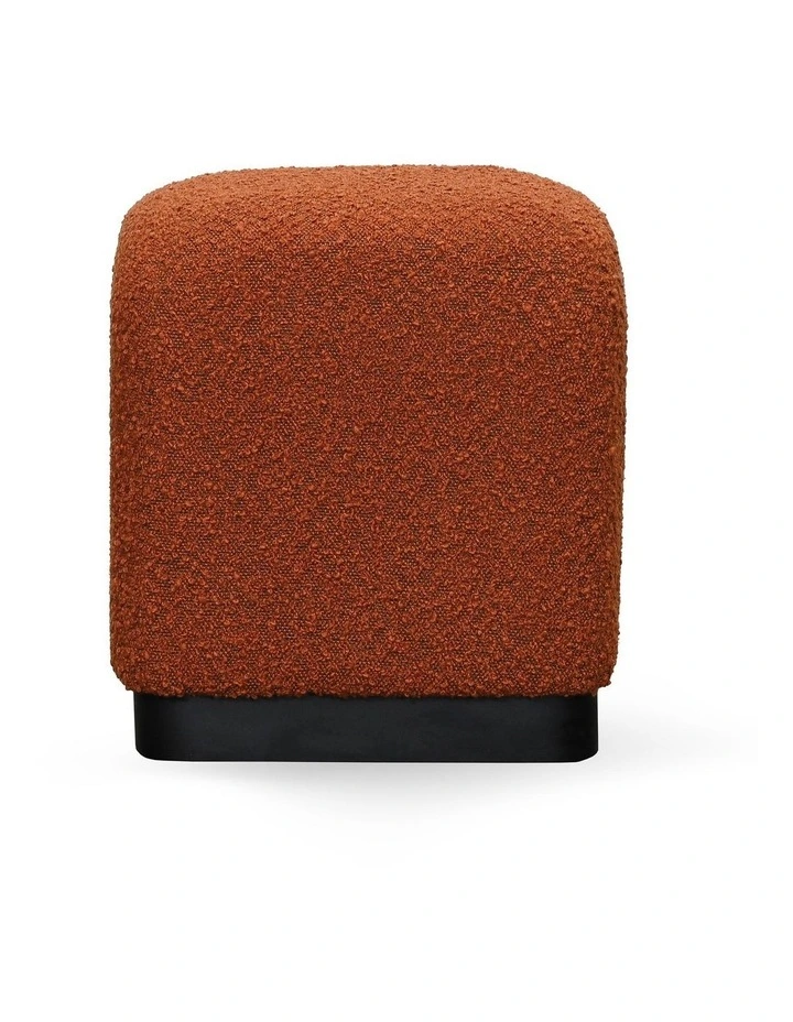 Darcy & Duke Cube Ottoman - Brick Red Boucle, Black Metal Base image 1