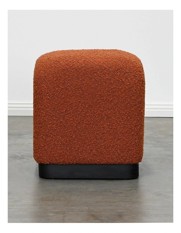 Darcy & Duke Cube Ottoman - Brick Red Boucle, Black Metal Base image 5
