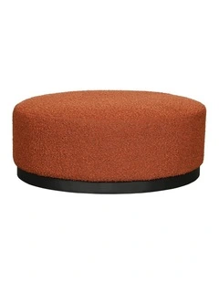 Round Boucle Ottoman in Brick Red
