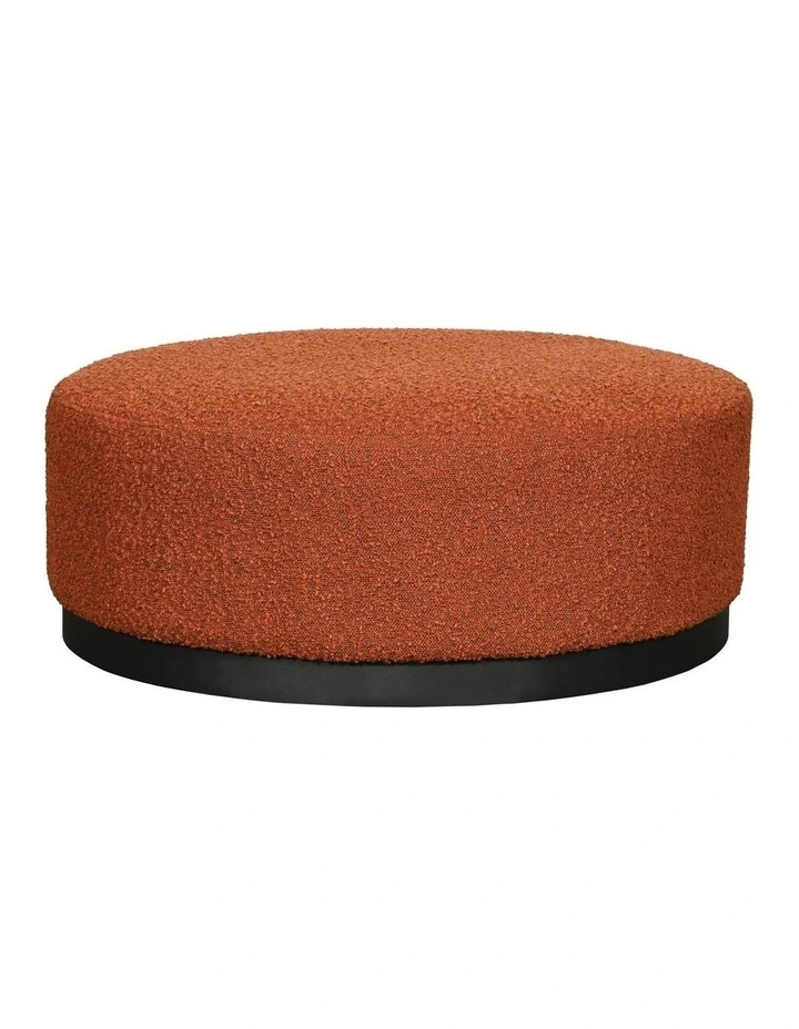 Round Boucle Ottoman in Brick Red image 1