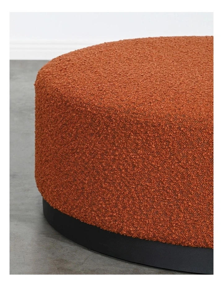 Round Boucle Ottoman in Brick Red image 3