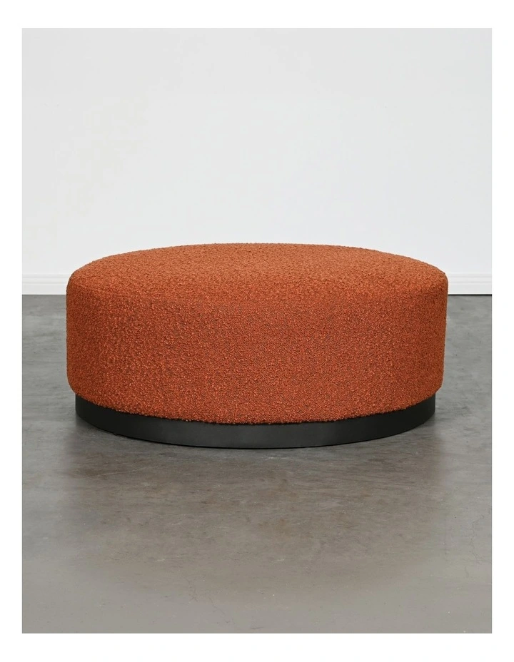 Round Boucle Ottoman in Brick Red image 4
