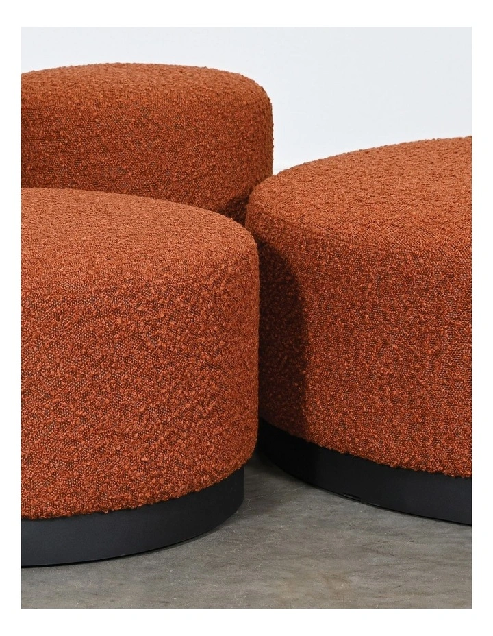 Round Boucle Ottoman in Brick Red image 5