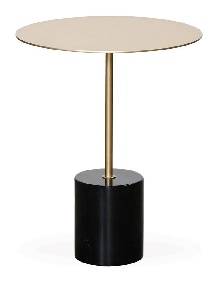 Darcy & Duke Brazil Small Side Table - Gold Metal Top, Black Marble Base image 1