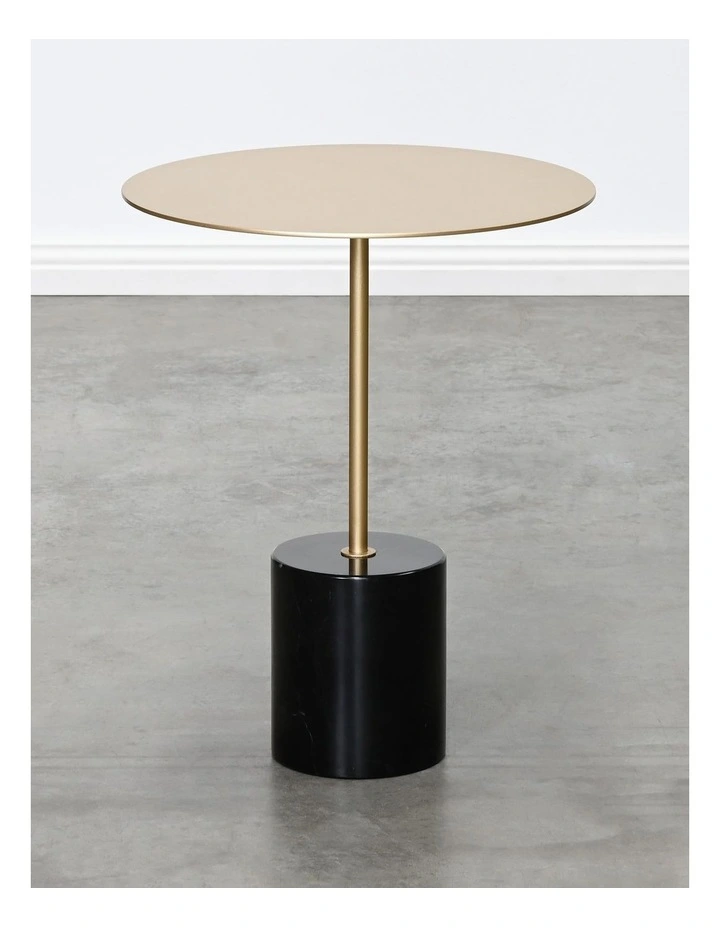 Darcy & Duke Brazil Small Side Table - Gold Metal Top, Black Marble Base image 2
