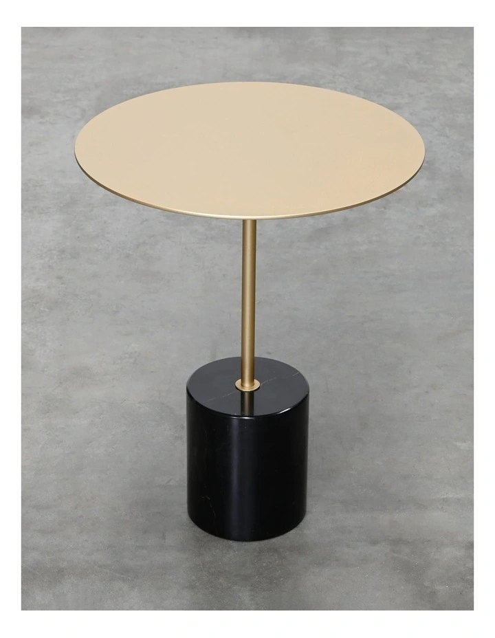 Darcy & Duke Brazil Small Side Table - Gold Metal Top, Black Marble Base image 4