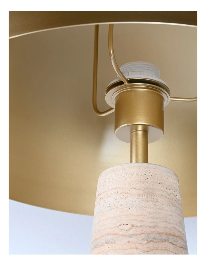 Lumiere Table Lamp - Sandstone Marble Base, Gold Metal Shade image 3