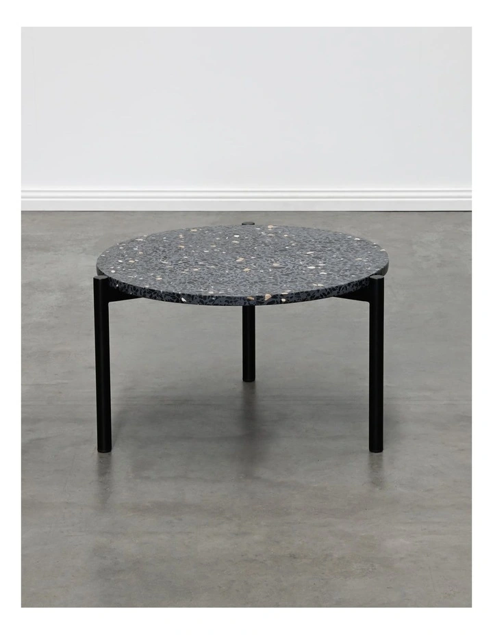 Milan Medium Coffee Table - Grey Terrazzo Top, Black Metal Base image 2