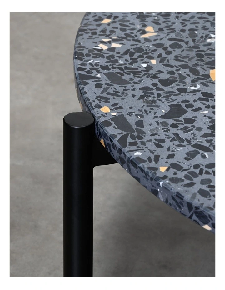 Milan Medium Coffee Table - Grey Terrazzo Top, Black Metal Base image 3