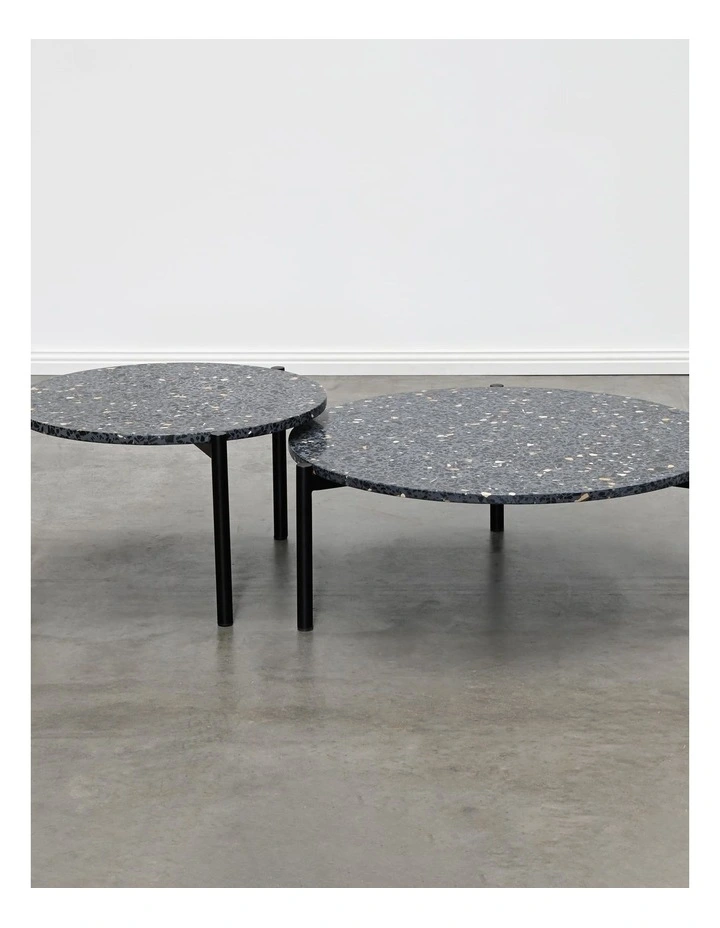 Milan Medium Coffee Table - Grey Terrazzo Top, Black Metal Base image 4