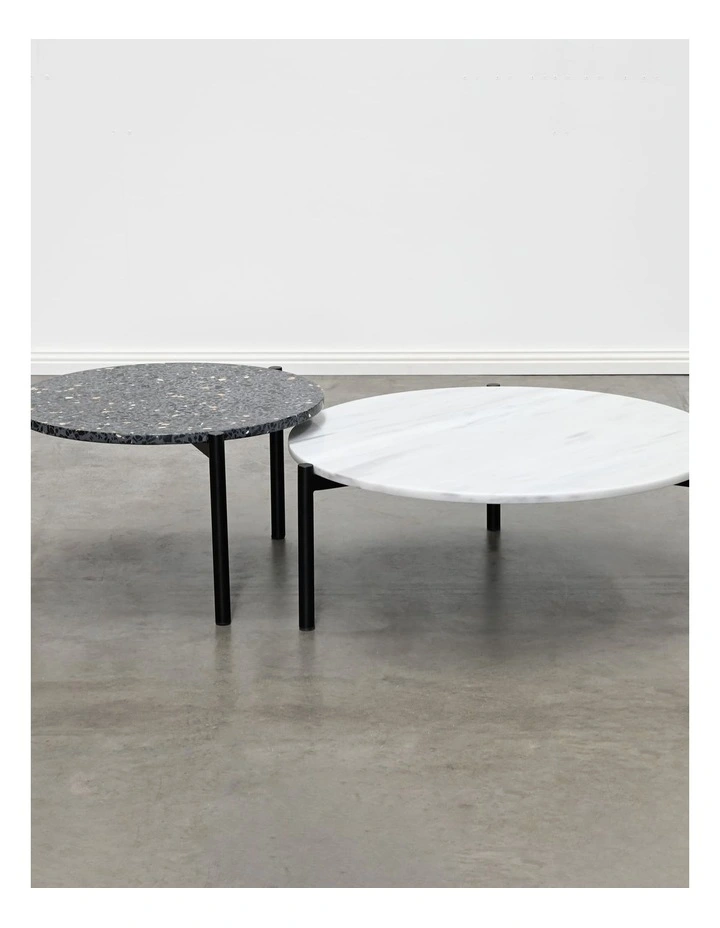 Milan Medium Coffee Table - Grey Terrazzo Top, Black Metal Base image 5