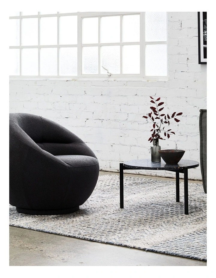 Milan Medium Coffee Table - Grey Terrazzo Top, Black Metal Base image 7