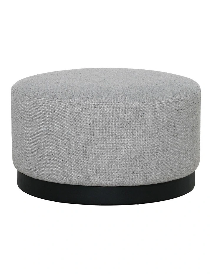 Darcy & Duke Tribeca Round Ottoman - Woli Grey - Medium - Black Leg image 1